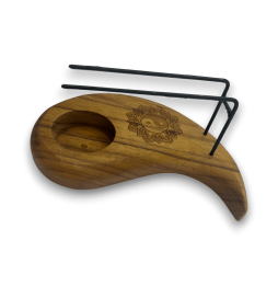 Quemador de Palo Santo Diseño Yin y Yang Lágrima Madera de Teca - 15x8,5cm - Hecho a Mano