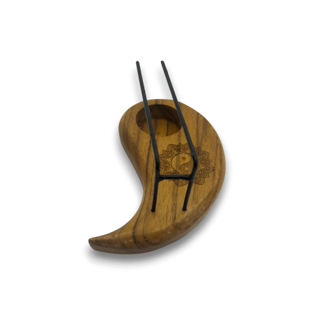 Quemador de Palo Santo Diseño Yin y Yang Lágrima Madera de Teca - 15x8,5cm - Hecho a Mano