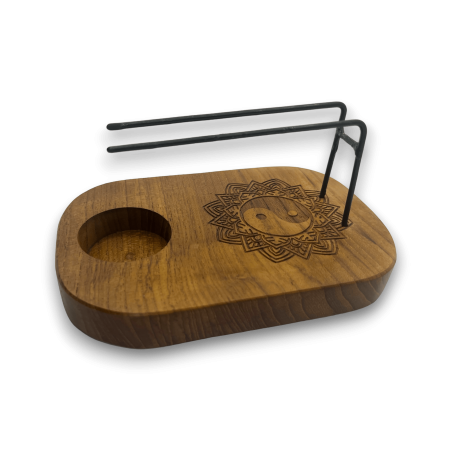 Palo Santo Yin und Yang Design Teak Holzbrenner - 15x10cm - Handgefertigt