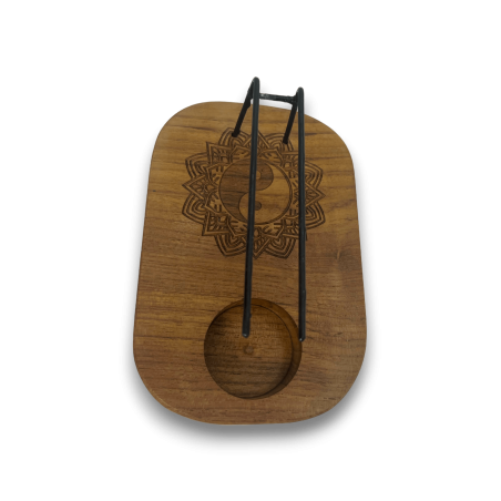 Palo Santo Yin und Yang Design Teak Holzbrenner - 15x10cm - Handgefertigt