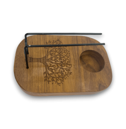 Quemador de Palo Santo Diseño Árbol de la Vida Madera de Teca - 15x10cm - Hecho a Mano