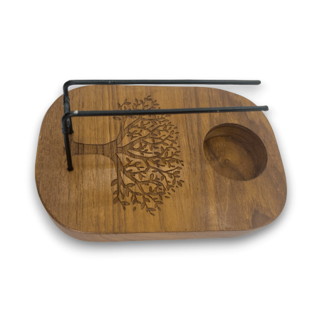 Quemador de Palo Santo Diseño Árbol de la Vida Madera de Teca - 15x10cm - Hecho a Mano