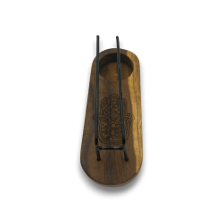 Arzător Palo Santo Mic Lemn Teak Hamsa Design - 15x5,5cm - Realizat manual