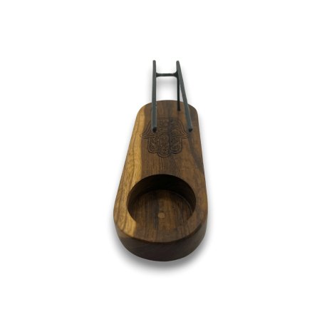 Palo Santo Small Design Hamsa Teak Wood Burner - 15x5,5cm - Handmade