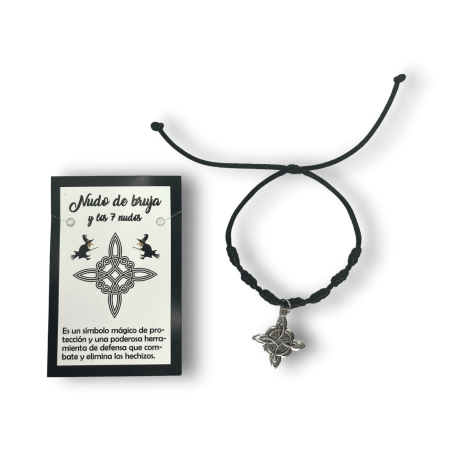 Pulsera Nudo de Bruja y 7 nudos negra - HOSTENATURA