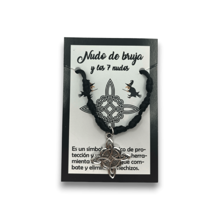 Pulsera Nudo de Bruja y 7 nudos negra - HOSTENATURA