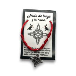 Bracelet noeud de sorcière et corde rouge 7 noeuds - HOSTENATURA