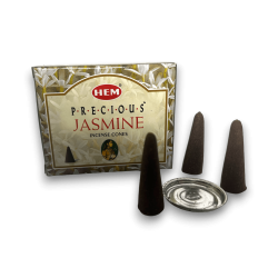 HEM Jasmine Incense Cones - Conos de incenso Precious Jasmine - 1 caixa de 10 conos