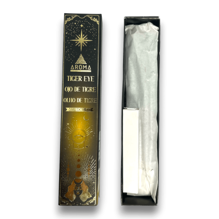 Incienso Ojo de Tigre AROMA Smudge Kit Incienso Crystal - Barritas de incienso con minerales - 1 cajita de 20gr.