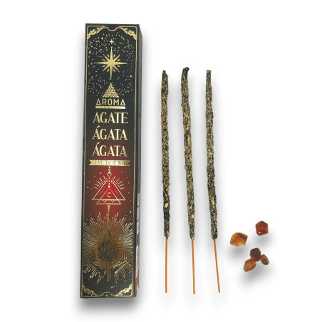 Kit Incenso Ágata AROMA Smudge Crystal - Incensos com minerais - 1 caixa de 20gr.