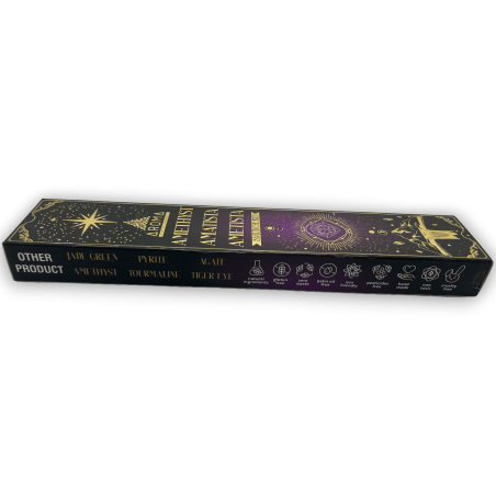 Amethyst Räucherstäbchen AROMA Räucherset Räucherstäbchen Kristall - Räucherstäbchen mit Mineralien - 1 Schachtel mit 20gr.