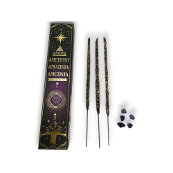 Amethyst Räucherstäbchen AROMA Smudge Crystal Incense Kit – Räucherstäbchen mit Mineralien – 1 Schachtel mit 20 g.