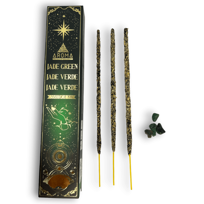 Green Jade Incense AROMA Smudge Incense Kit Crystal - Incense sticks with minerals - 1 box of 20gr.-Crystal Incense by Aroma Fragrances-HOSTENATURA