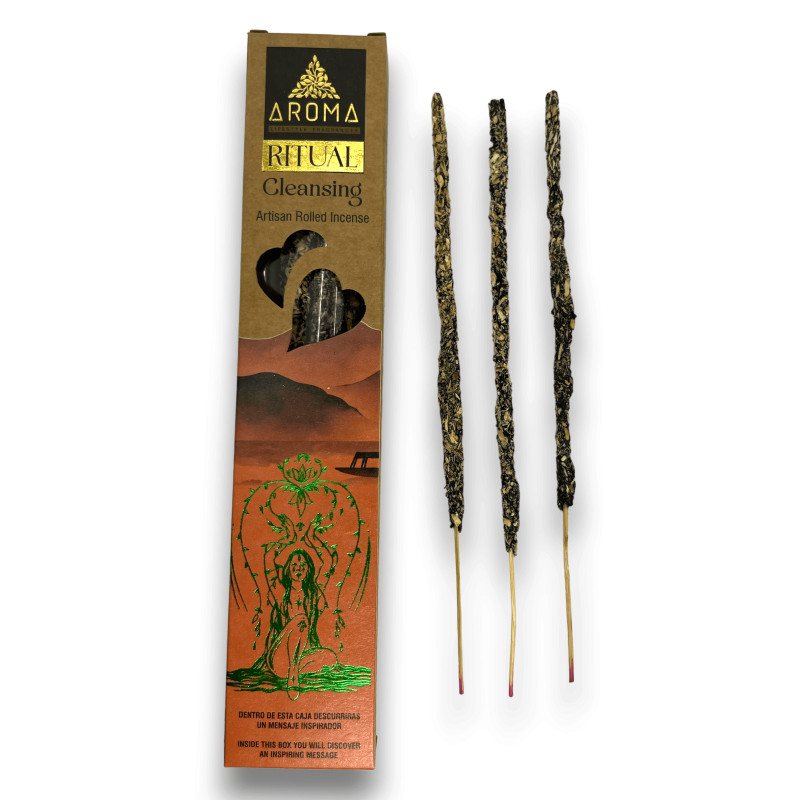 AROMA Ritual Cleansing Ritual Cleansing Incense - 20 gramoko kutxa mezu inspiratzailearekin-Intsentsu Errituala AROMA Lurrinak-HOSTENATURA