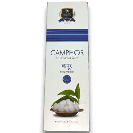 Incienso Alaukik Alcanfor - Camphor - Paquete Grande 90gr - 55-65 varillas - Hecho en India