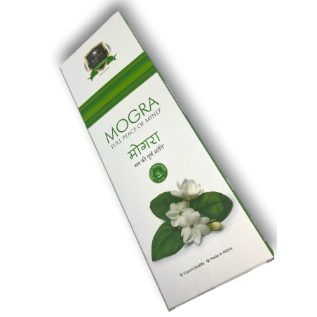 Incienso Alaukik Mogra Paquete Grande 90gr - 55-65 varillas - Hecho en India - Jazmín de Arabía