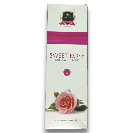 Incienso Alaukik Dulce Rosa - Sweet Rose - Paquete Grande 90gr - 55-65 varillas - Hecho en India