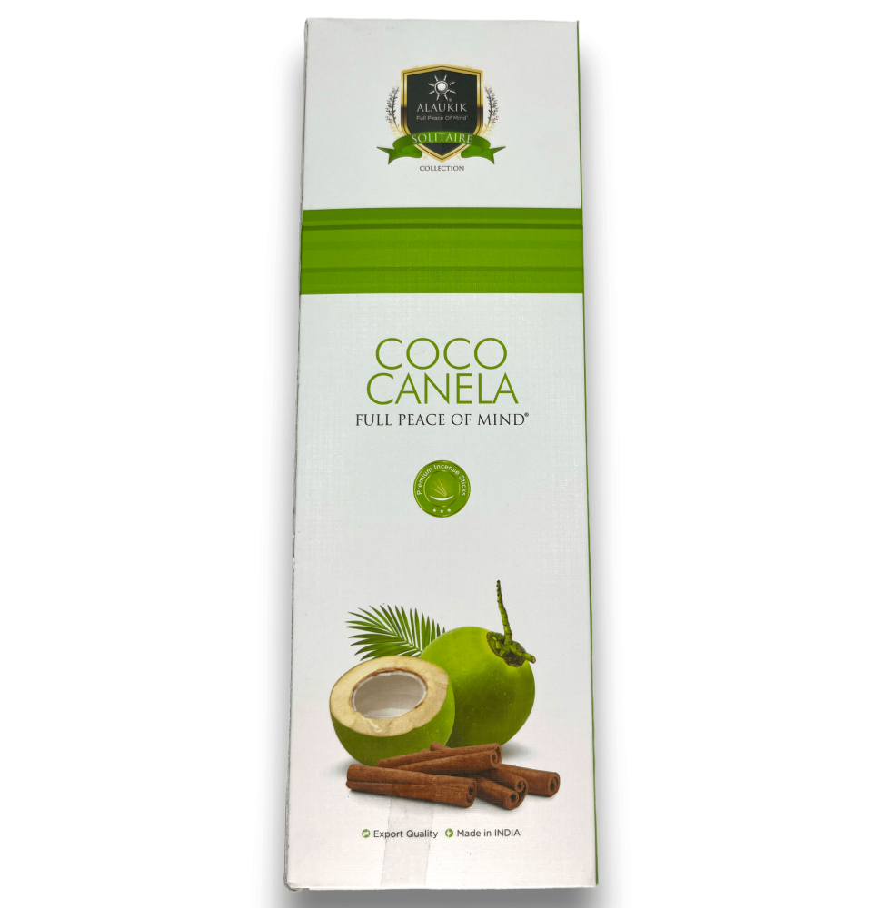 Kadzidełka Alaukik Coconut Cinnamon - Cynamon kokosowy - Duże opakowanie 90 g - 55-65 pałeczek - Wyprodukowano w Indiach