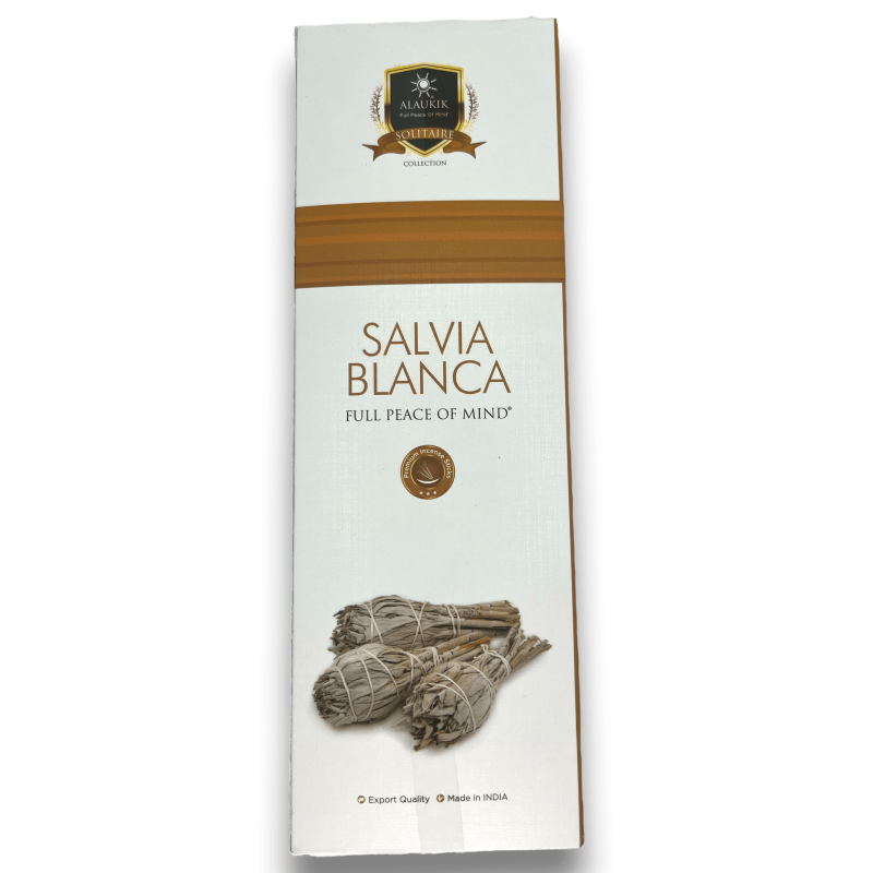 Encens Alaukik Salvia Blanca - White Sage - Paquet Gran 90gr - 55-65 varetes - Fet a Índia-ENCENS ALAUKIK-HOSTENATURA