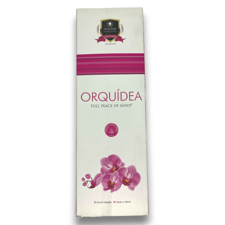 Incenso de orquídea Alaukik - Orquídea - Pacote grande 90gr - 55-65 palitos - Fabricado na Índia