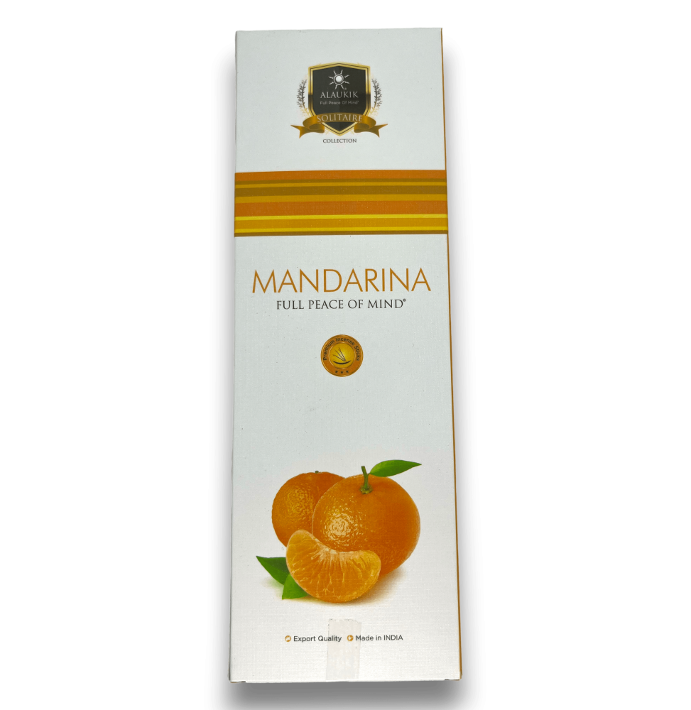 Encens Alaukik Mandarine - Mandarine - Grand paquet 90gr - 55-65 bâtonnets - Fabriqué en Inde