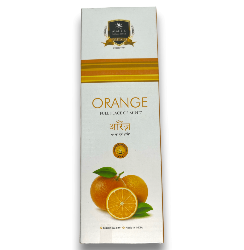 Encens Orange Alaukik - Orange - Grand paquet 90gr - 55-65 bâtonnets - Fabriqué en Inde