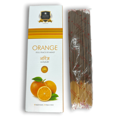 Incienso Alaukik Naranja - Orange - Paquete Grande 90gr - 55-65 varillas - Hecho en India