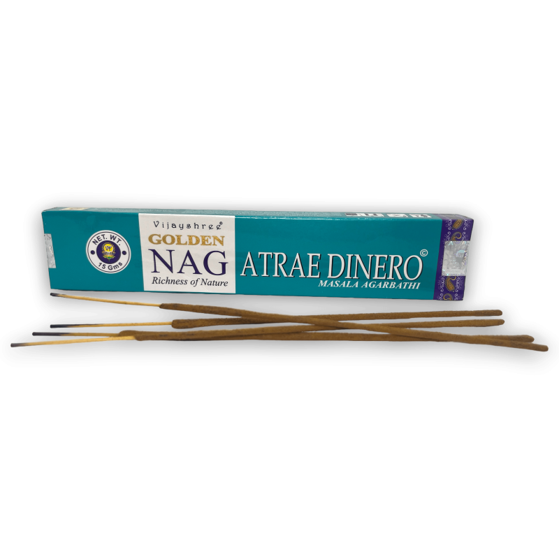 Attract Money Incense GOLDEN NAG Attract Money Masala Agarbathi - 1 förpackning om 15gr.-GULD RÖKELSE-HOSTENATURA