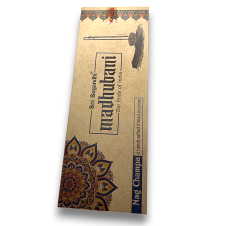 Corde d’Encens Nag Champa Madhubani Sri Sugandhi - Corde d’Encens avec Support - Qualité Premium