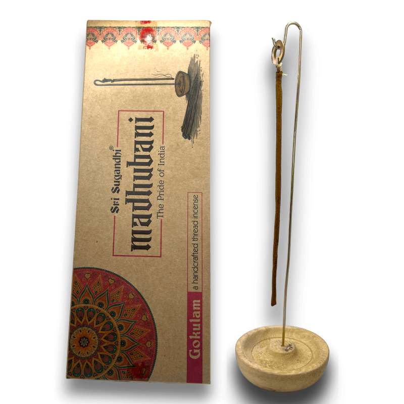 Gokulam Madhubani Sri Sugandhi Pink Incense Rope - Incense Rope with Stand - Premium Quality-Sri Sugandhi Incense-HOSTENATURA