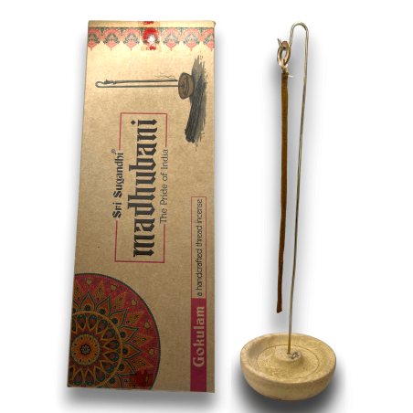 Corda de Incenso Gokulam Madhubani Sri Sugandhi Rosa - Corda de Incenso com Suporte - Qualidade Premium