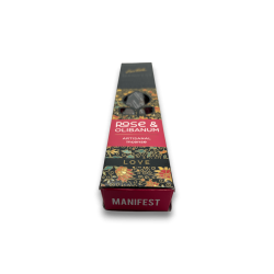 Incenso alla rosa e olibano Love Manifest Sree Vani Love Rose & Olibanum - Incenso fatto a mano - 4 bastoncini spessi Qualità ex