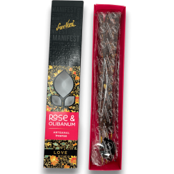 Pink Incense and Frankincense Love Manifest Sree Vani Love Rose & Olibanum - Artisan Incense - 4 thick bars Extra quality