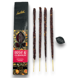 Pink Incense and Frankincense Love Manifest Sree Vani Love Rose & Olibanum - Artisan Incense - 4 thick bars Extra quality