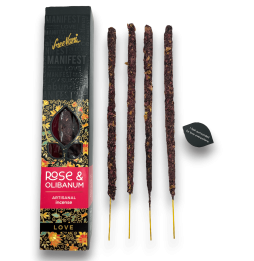 Rose and Olibanum Incense Love Manifest Sree Vani Love Rose & Olibanum - Handmade Incense - 4 thick sticks Extra quality