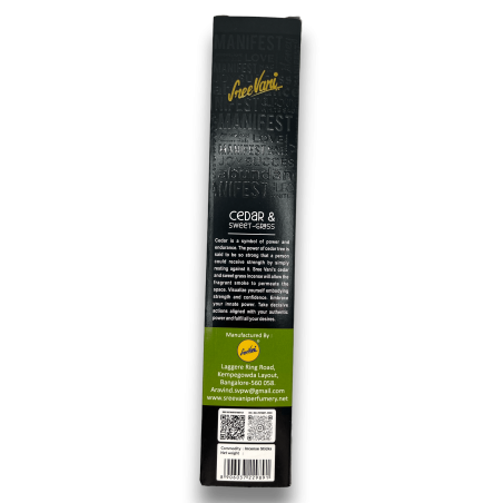 Incienso Cedro y Hierba Dulce Energía Manifest Sree Vani Power Cedar & Sweet-Grass - Incienso Artesanal - 4 barritas gruesas