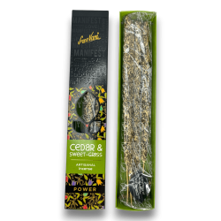 Cedar Incense and Sweet Grass Energy Manifest Sree Vani Power Cedar & Sweet-Grass - Handmade Incense - 4 thick sticks