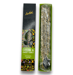 Incense Cedar and Sweet Grass Energy Manifest Sree Vani Power Cedar & Sweet-Grass - Handmade Incense - 4 thick sticks