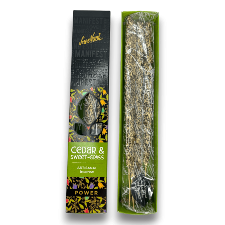 Incienso Cedro y Hierba Dulce Energía Manifest Sree Vani Power Cedar & Sweet-Grass - Incienso Artesanal - 4 barritas gruesas