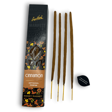 Incienso Canela Imán Dinero Manifest Sree Vani Cinnamon Money Magnet - Incienso Artesanal - 4 barritas gruesas
