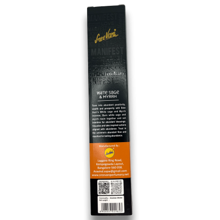 Incienso Salvia Blanca y Mirra Abundancia Manifest Sree Vani White Sage & Myrrh Abundance - Incienso Artesanal - 4 barritas
