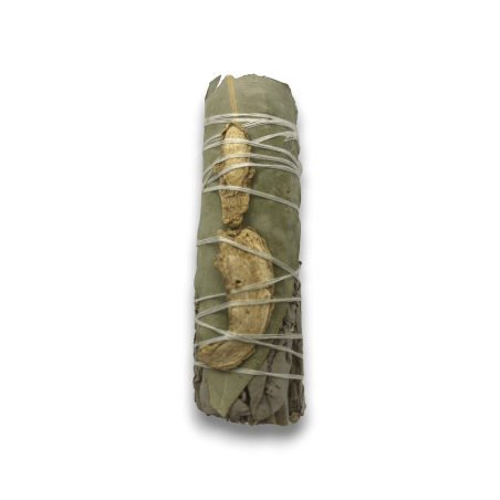 Atado de Salvia Blanca, Eucalipto y Gengibre Smudge Made in México - Atado de Hierba 10cm