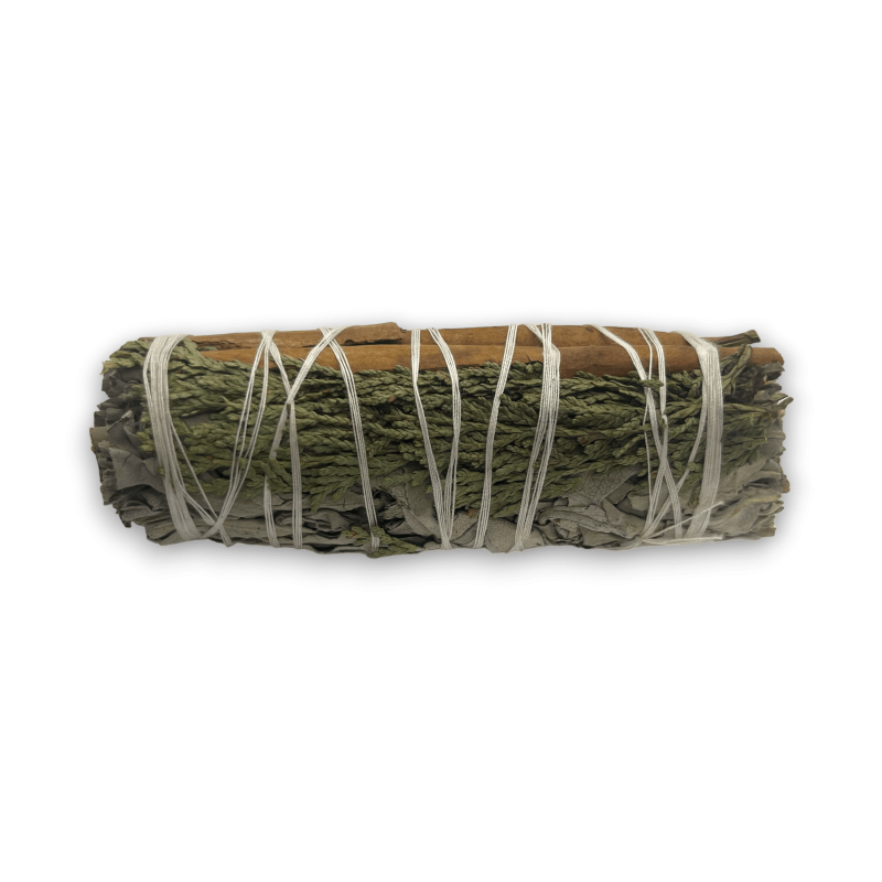 Bundle of White Sage, Cedar and Cinnamon Smudge Made in Mexico - Bundle of Grass 10cm-HERBAL STICKS-HOSTENATURA