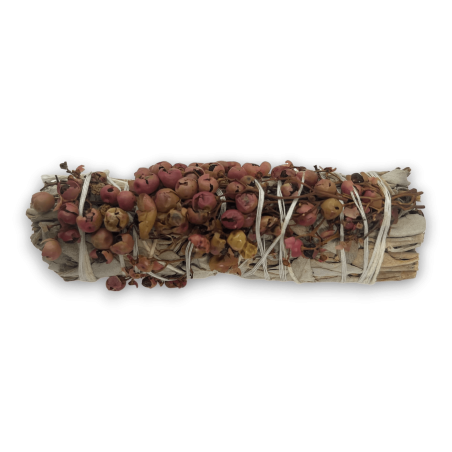Atado de Salvia Blanca y Semilla de Pirul Smudge Made in México - Atado de Hierba 10cm