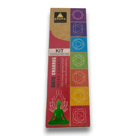 Kit Siete Chakras AROMA 7 Chakras - Barritas de Incienso y 7 bombitas defumación activada Eco Artesanal
