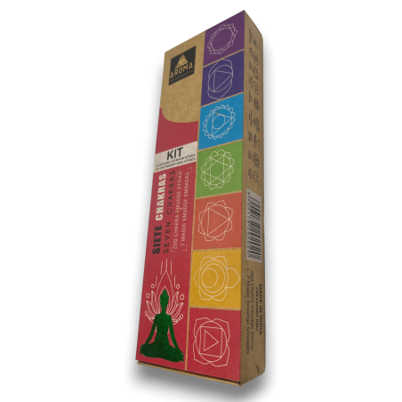 Kit Siete Chakras AROMA 7 Chakras - Barritas de Incienso y 7 bombitas defumación activada Eco Artesanal
