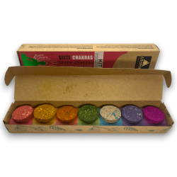 Seven Chakras Kit AROMA 7 Chakras - Intsentsu-makilak eta 7 disfume-bonbilla aktibatuta Eco Artisanal