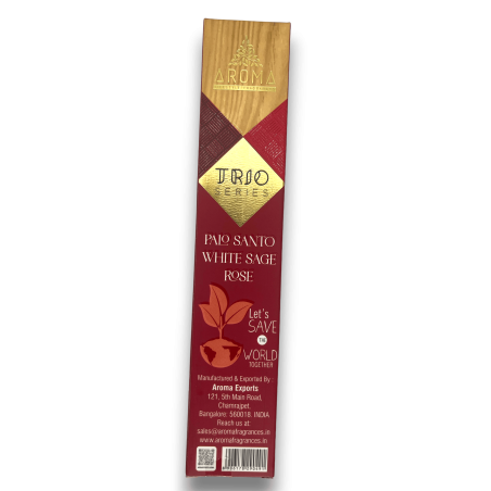 AROMA Trio Rökelse Palo Santo, Vit Salvia och Rosa - Trio Series 1 box 15gr.