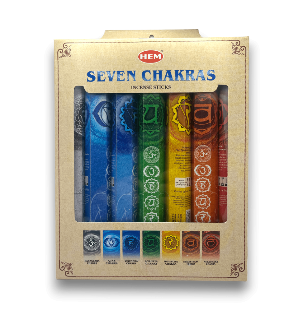 مجموعة بخور HEM 7 Chakras Seven Chakras - 7 عبوات تحتوي على 20 عصا
