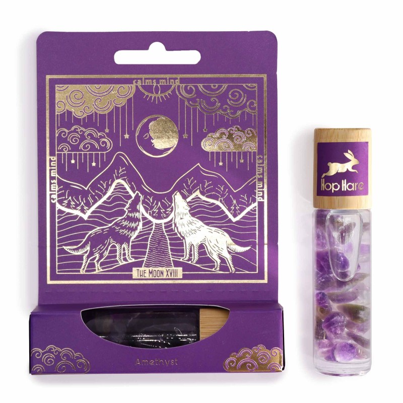 Roll On Hop Hare of Tarot Amethyst Moon - Olio esentzialak-ROLL ON HOP HARE OLIO ESSENTZIALAK MINERALEKIN-HOSTENATURA